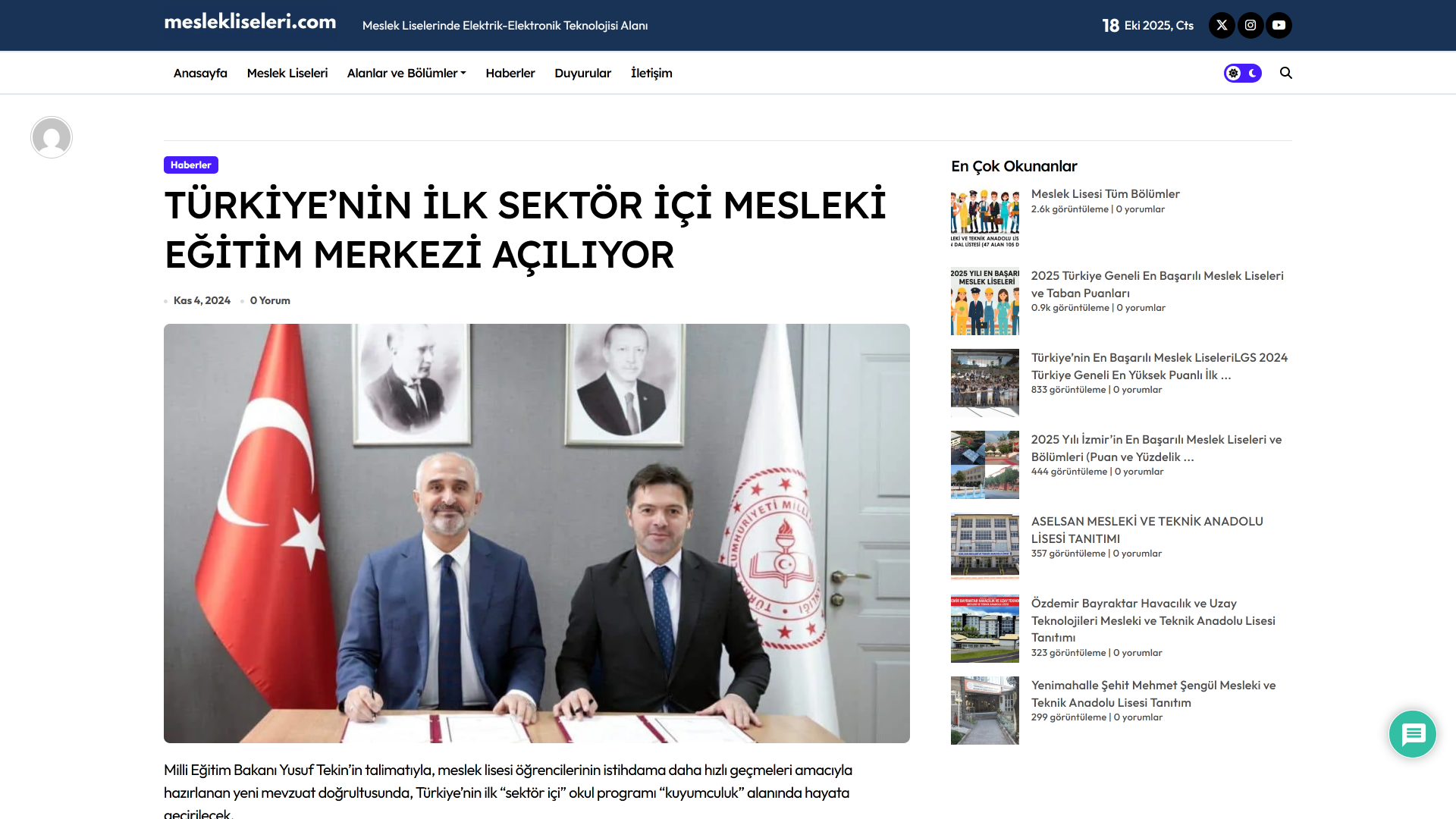 MeslekLiseleri.com Eğitim Portalı ekran görüntüsü 1